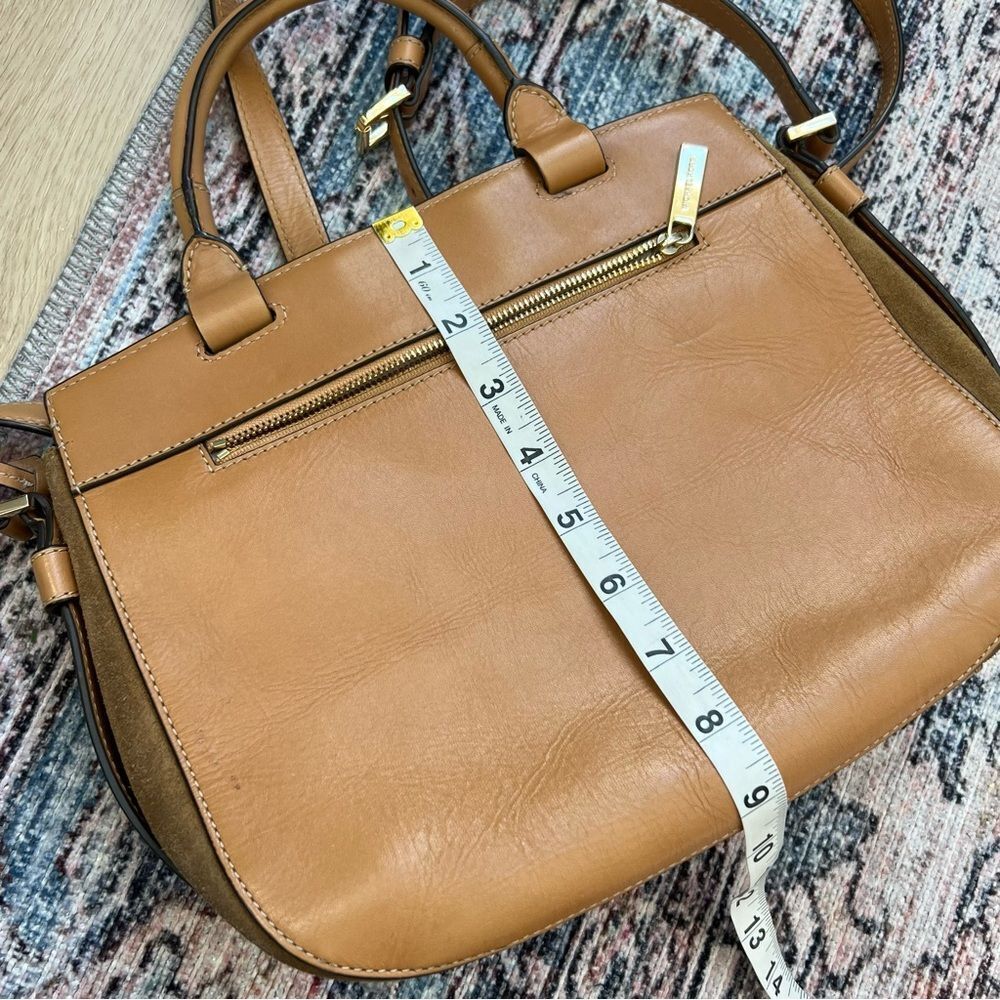 Michael Kors Authentic Romy Medium Suede Crossbody Messenger Bag Tan Leather - Picture 14 of 15